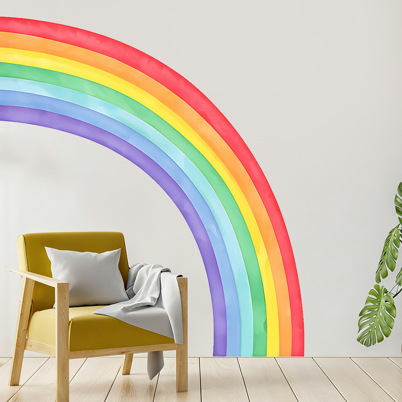 Pvc Panel Background - Large Rainbow Wall Stickers Self-adhesive PVC